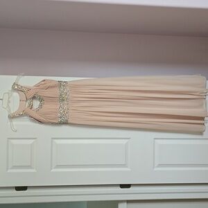 Betsy & Adam Rhinestone Blush Evening Dress - Size 6